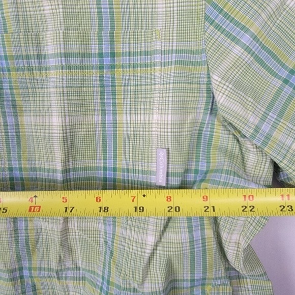 Columbia PFG Mens Med Green Tartan Omni Shade Short Sleeve Button Shirt - Picture 4 of 9